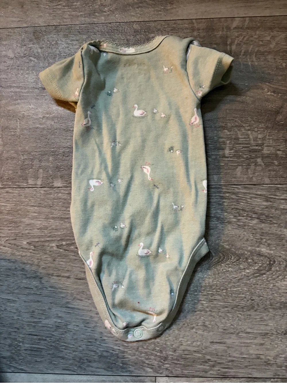 Carter's Sage Green Baby One-Piece Bodysuit with Swan Print